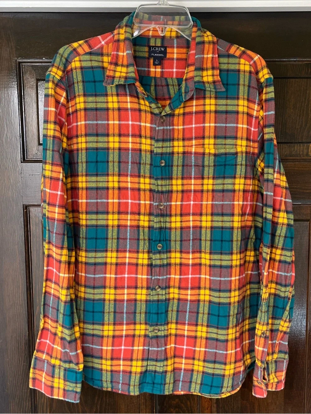J. Crew Men’s Flannel Plaid Button Shirt, Multicolor Buchanan Tartan, AZ837, L